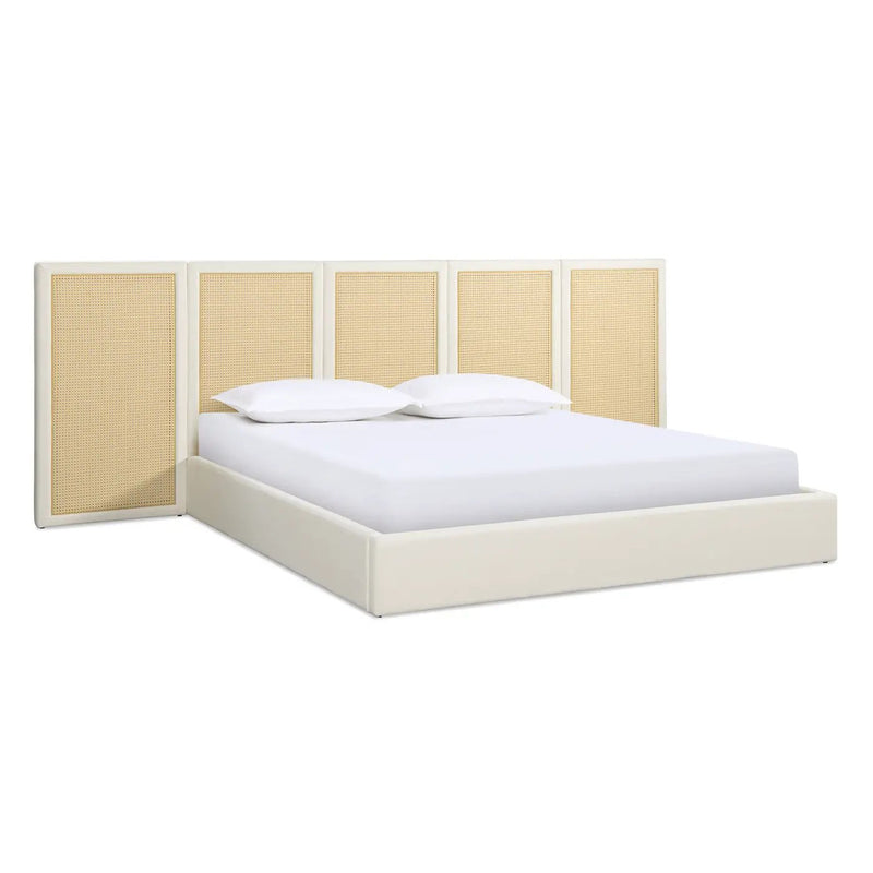 Capri Extended Headboard Cane Platform Bed, Antique by HouseOfZazla