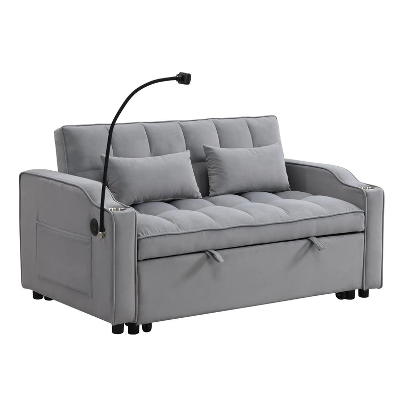 Modern Velvet Loveseat Futon Sofa Couch with Pullout Bed by HouseOfZazla