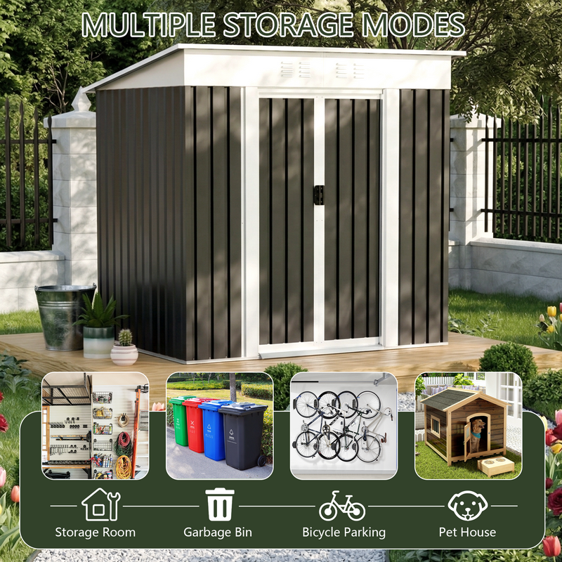 6x4 Ft Garden Shed for Patio and Outdoor Storage by HouseOfZazla