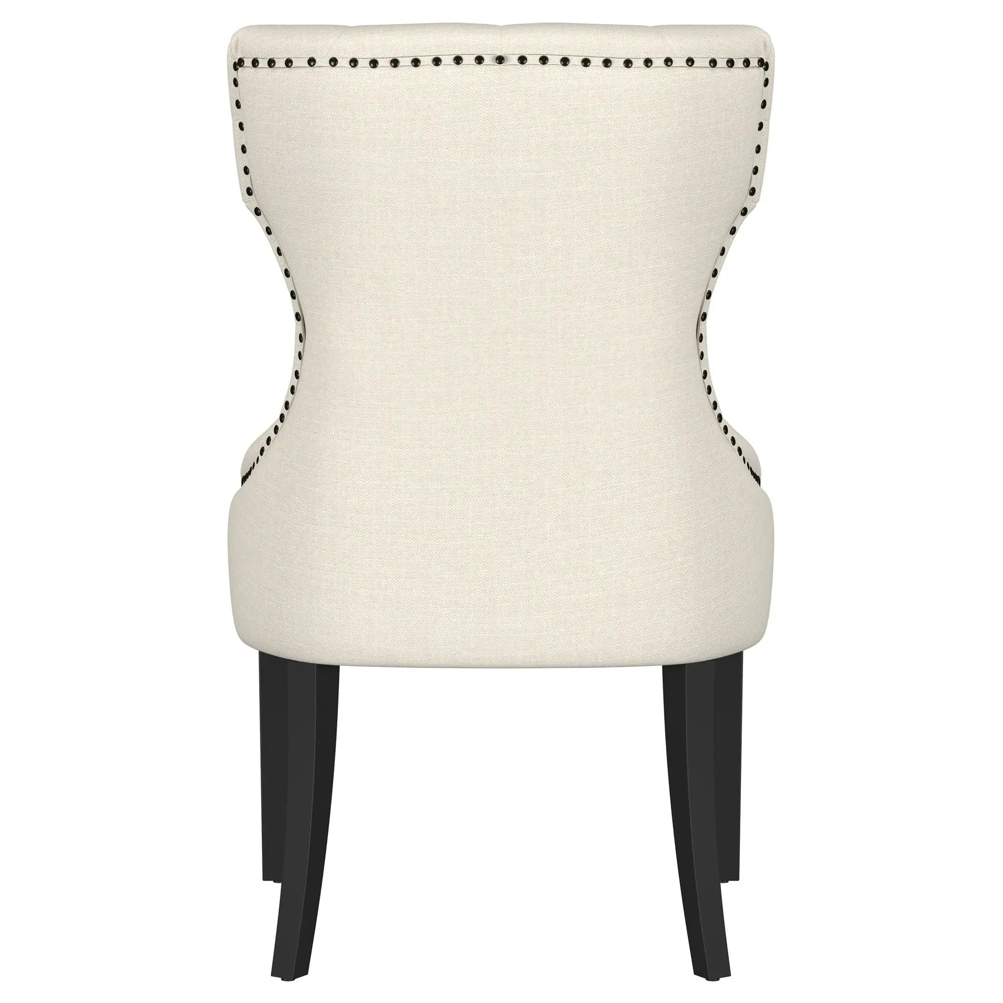 Baney Fabric Upholstered Dining Side Chair Cream and Black by Unique Piece Furniture