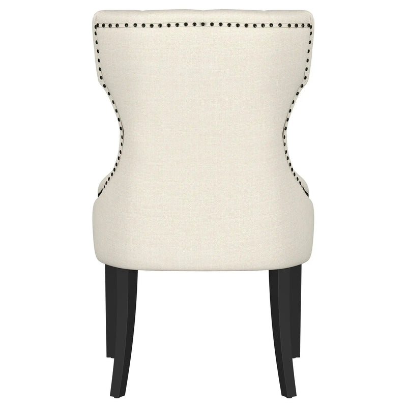 Baney Fabric Upholstered Dining Side Chair Cream and Black by Unique Piece Furniture