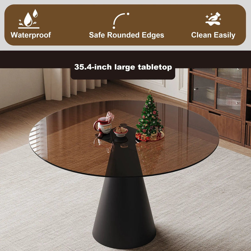 Round Dining Table for 2-4 People - Black / Brown by HouseOfZazla