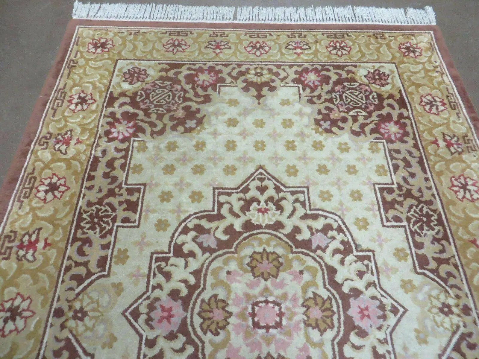 Vintage Chinese Wool Rug 4x6 by Jewel Rugs