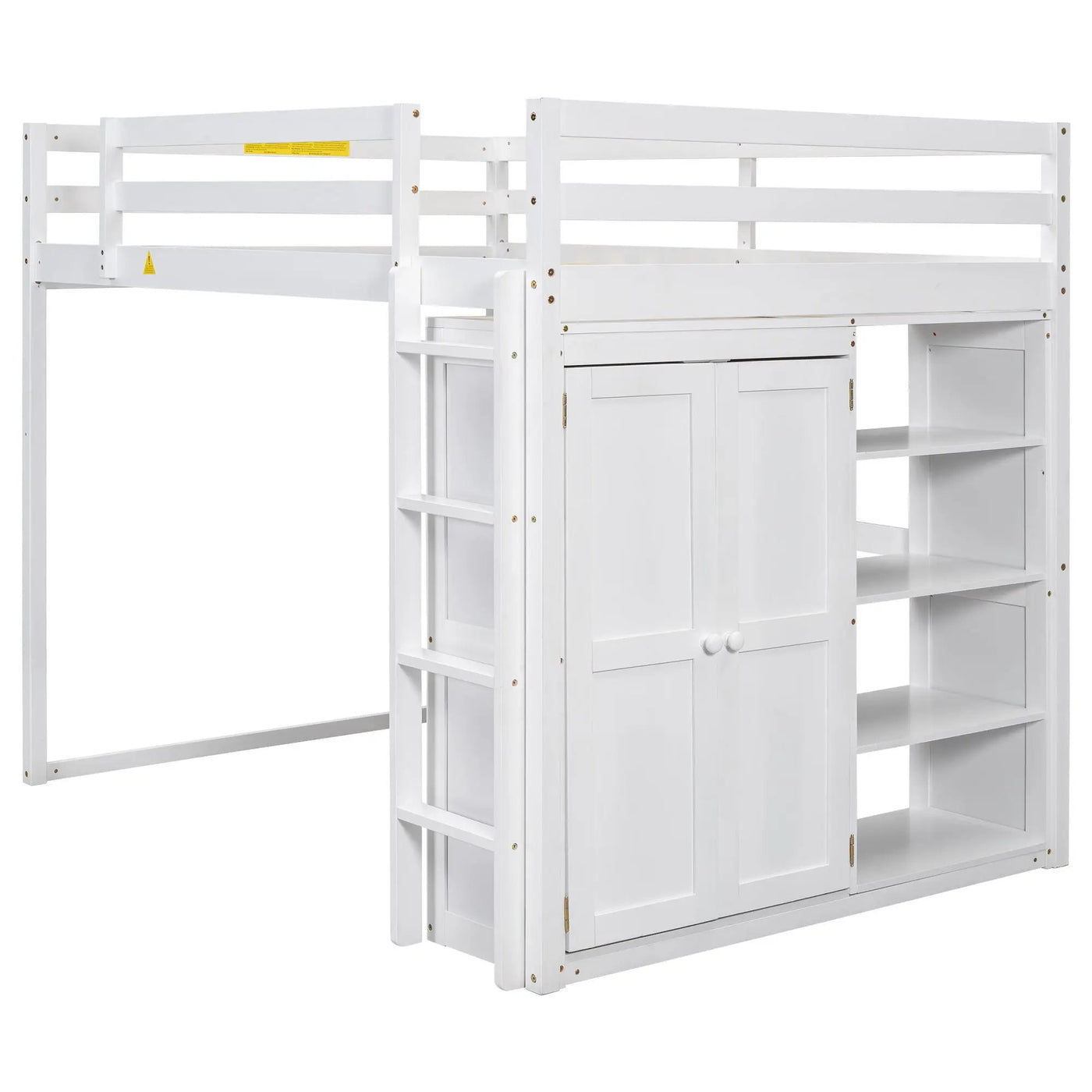 Loft Bed With Built In Wardrobe, Storage Shelves, And LED Light by HouseOfZazla