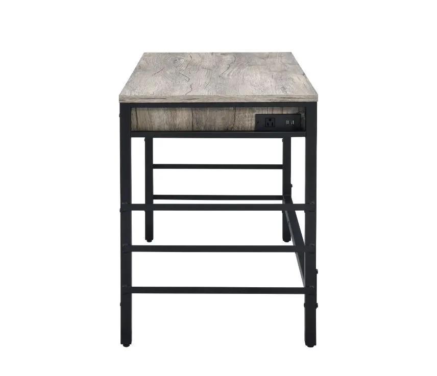 Disho - Writing Desk With USB - Light Weathered Oak & Black by Unique Piece Furniture