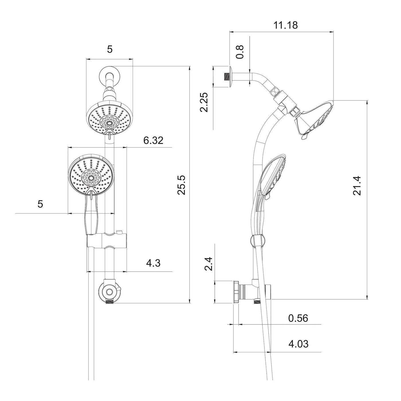 Dual Shower Head With Adjustable Slide Bar And Multi Function Settings by HouseOfZazla