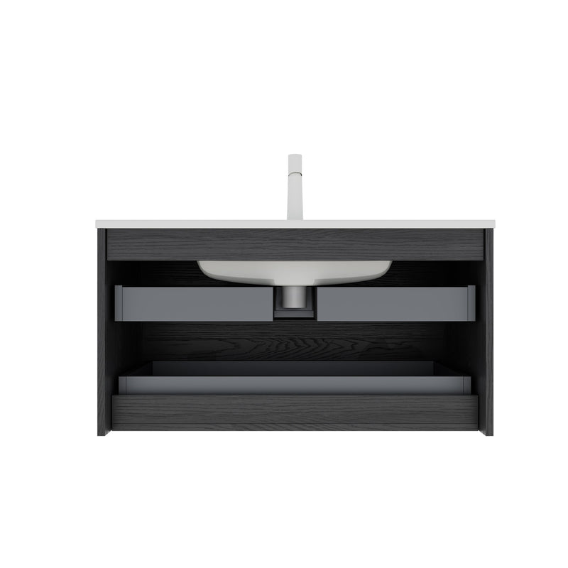 BRON 36" Bathroom Vanity with Sink, Modern Wall-Mounted Floating Cabinet by HouseOfZazla