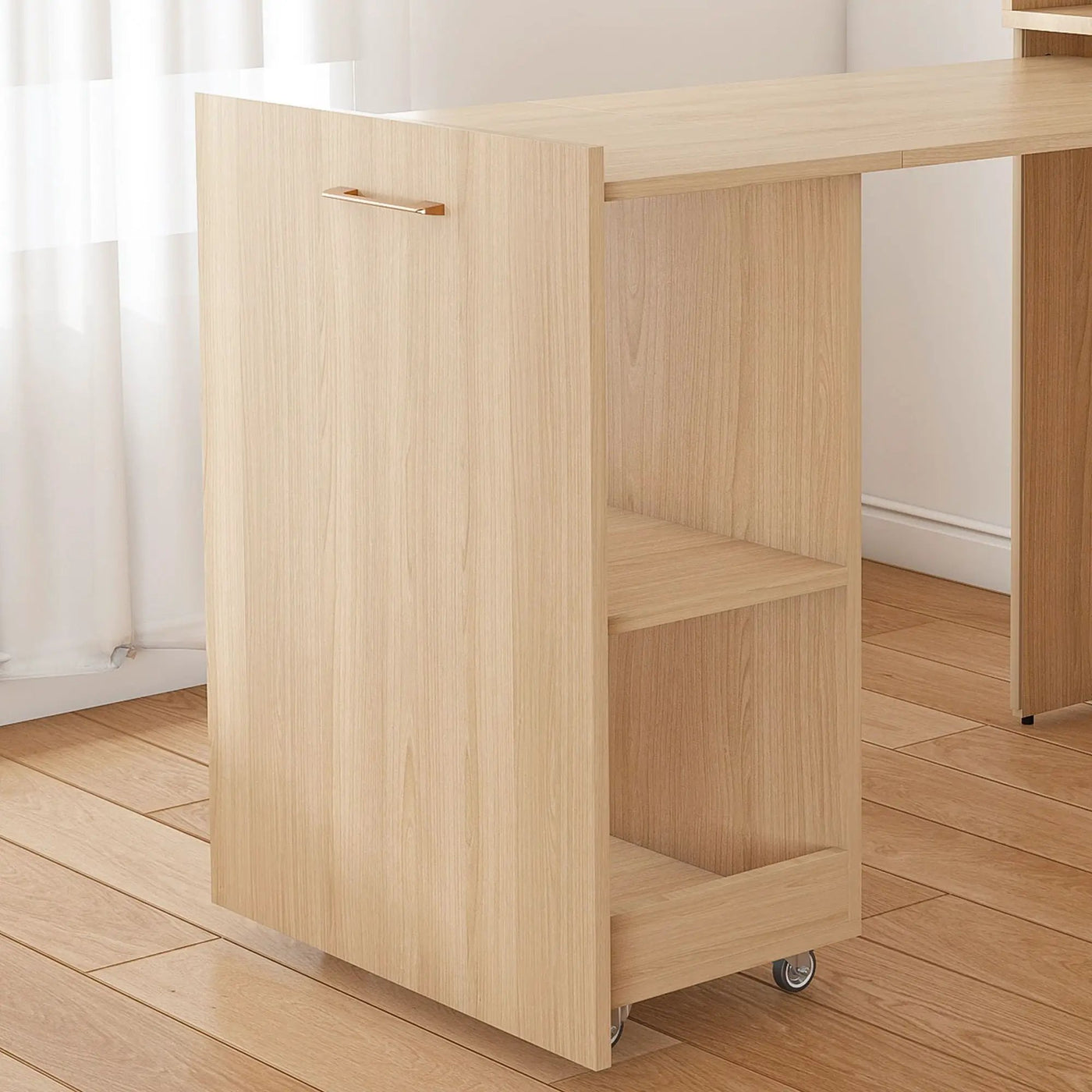Stretchable Office Desk With Storage Shelves And Mobile Wheels by HouseOfZazla