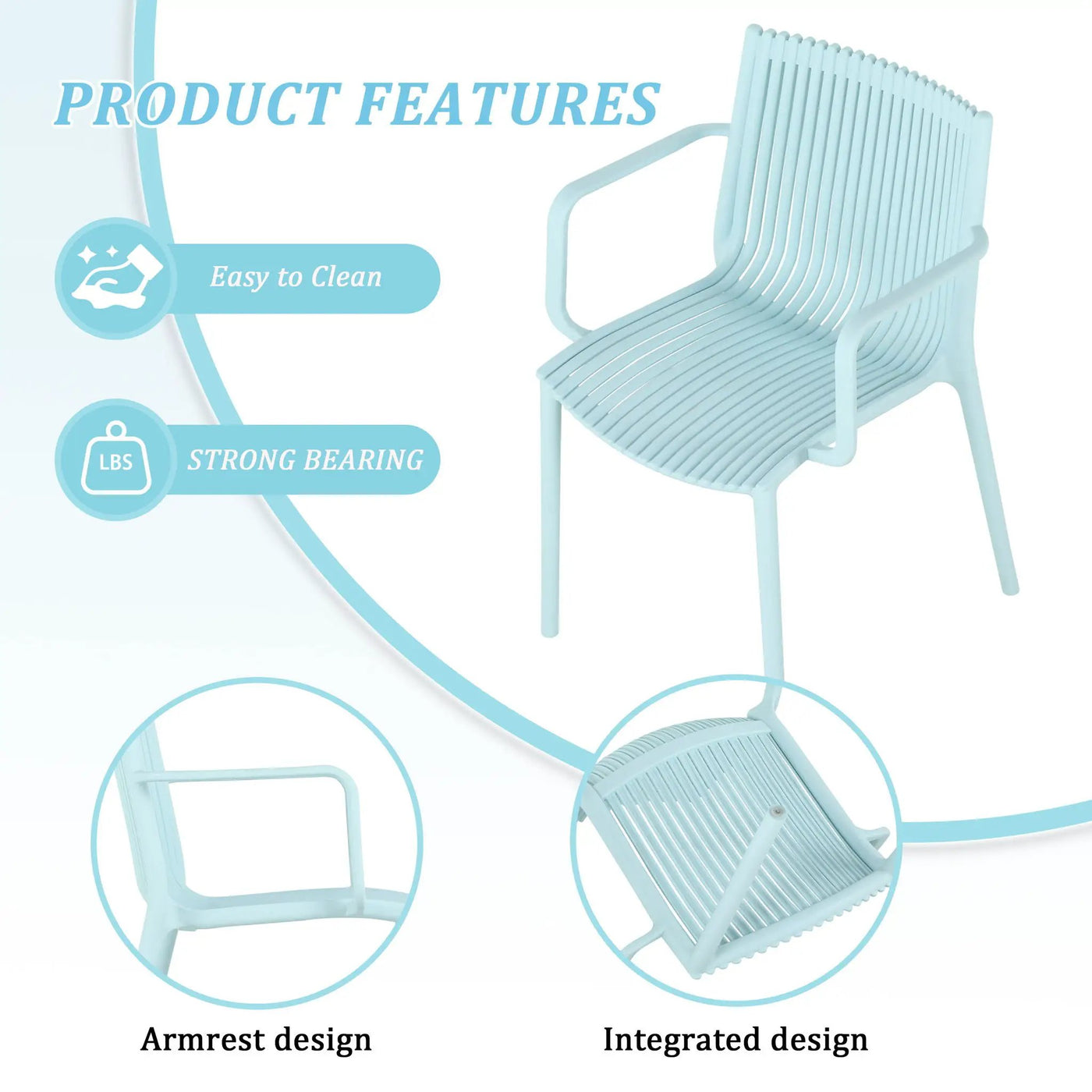 4 Modern Stackable Plastic Armchair Matched With Round Table by HouseOfZazla