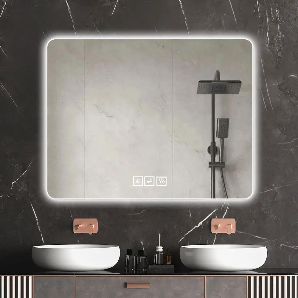 28" Bathroom Mirror With LED Lights Front And Backlit, Anti-Fog Lighted Vanity Mirrors For Wall Mounted And 5 Level Dimmable, Horizontal / Vertical - Clear by HouseOfZazla