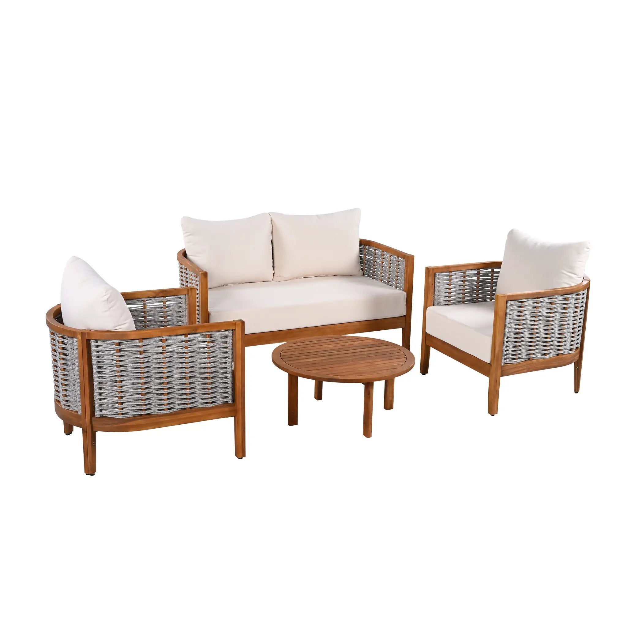 Outdoor Unique Tub Design 4-Seat Sofa Set with Woven Rope by HouseOfZazla