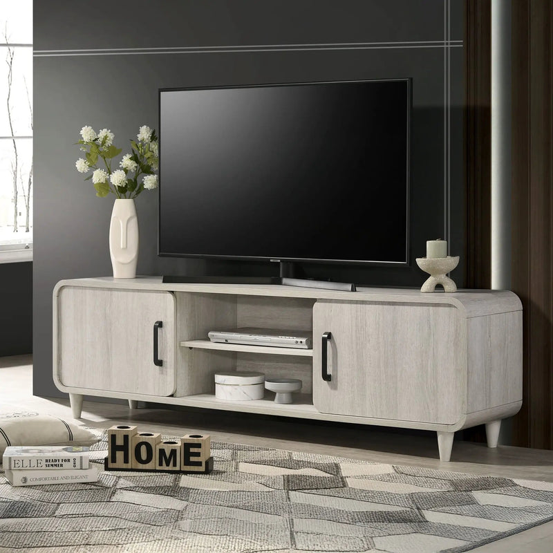 TV Stand With Sliding Doors And Handles, Living Room Furniture - Antique White by Unique Piece Furniture