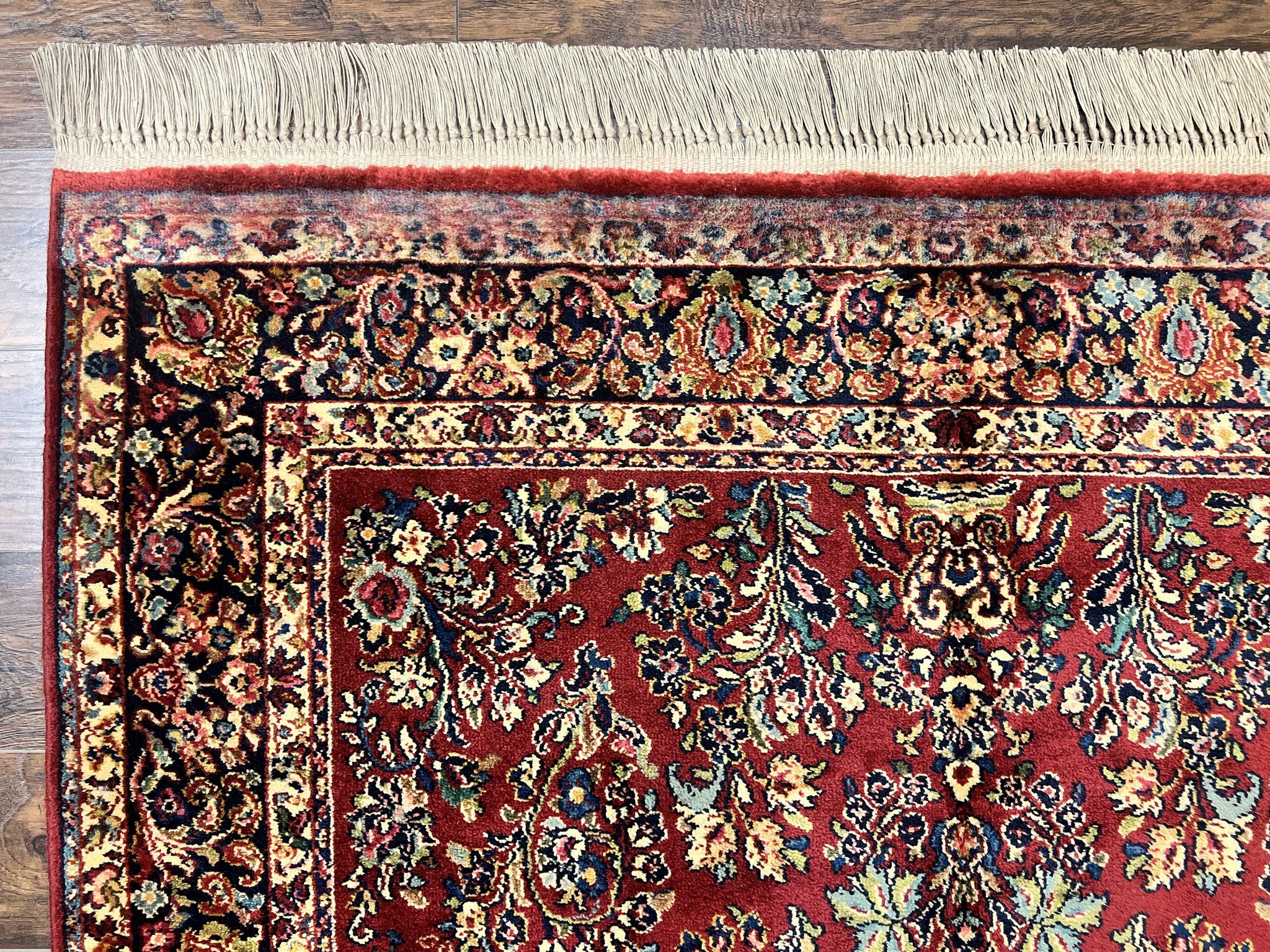 Karastan Rug 5.9 x 9 Red Sarouk #785, Wool Original 700 Series, Vintage by Jewel Rugs