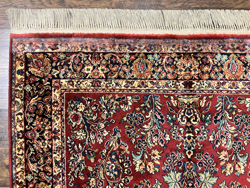 Karastan Rug 5.9 x 9 Red Sarouk #785, Wool Original 700 Series, Vintage by Jewel Rugs