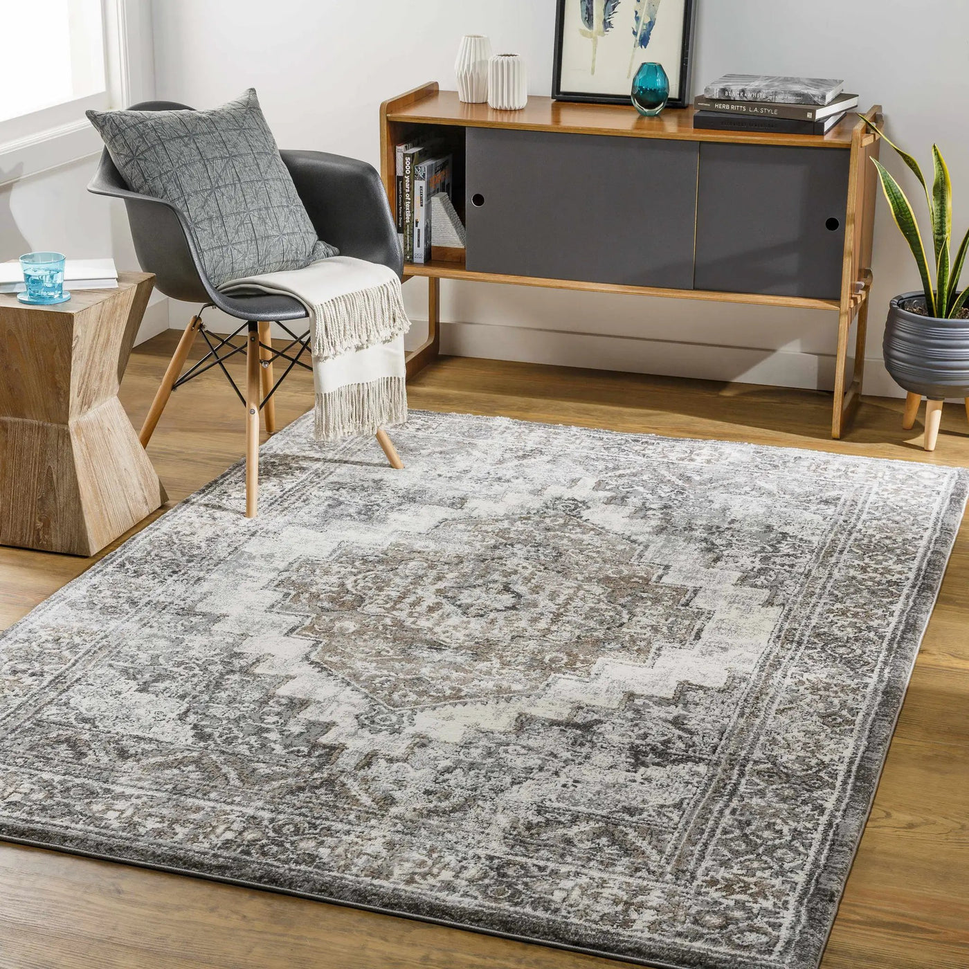 Manaring Charcoal Luxe Thick Area Rug - Clearance by Boutique Rugs