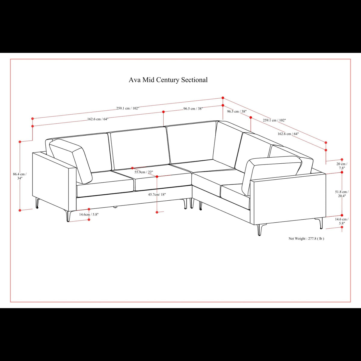 Mid Century Corner Sectional Sofa with Feather Cushions - Beige or Dark Gray, photo 14 of 15