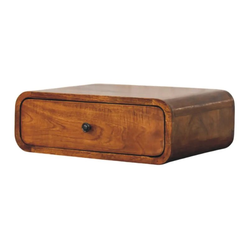 Solid Wood Avora Wall-Mounted Nightstand, 1-Drawer, Honey by HouseOfZazla