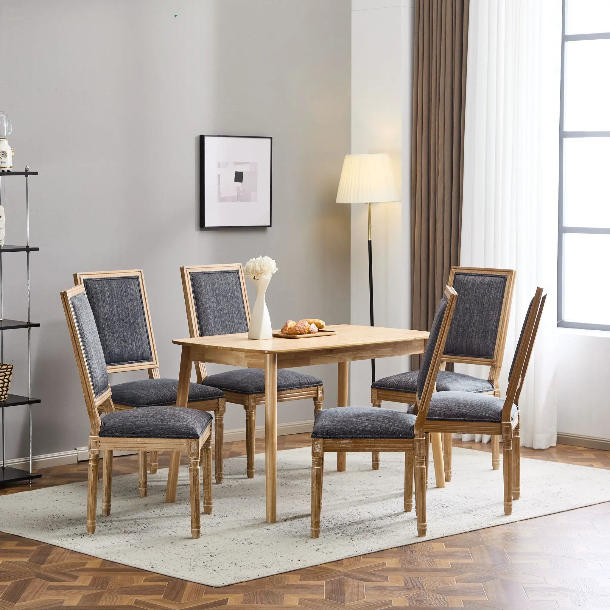 French Country Style Dining Chair With Upholstered Seating And Fluted Legs by HouseOfZazla