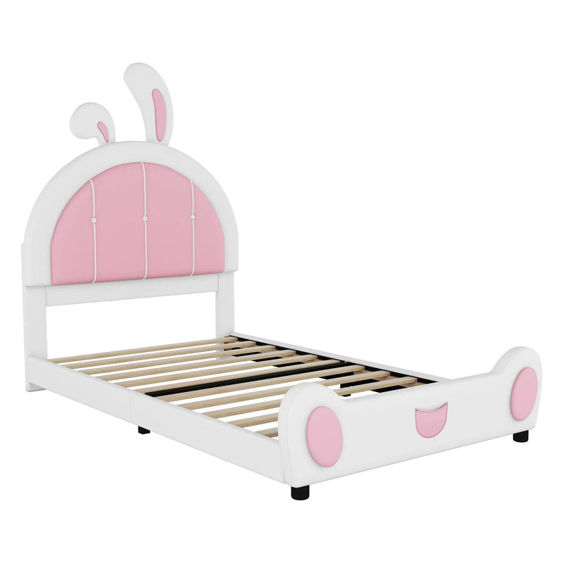 Upholstered Platform Bed With Rabbit Shaped Headboard by HouseOfZazla