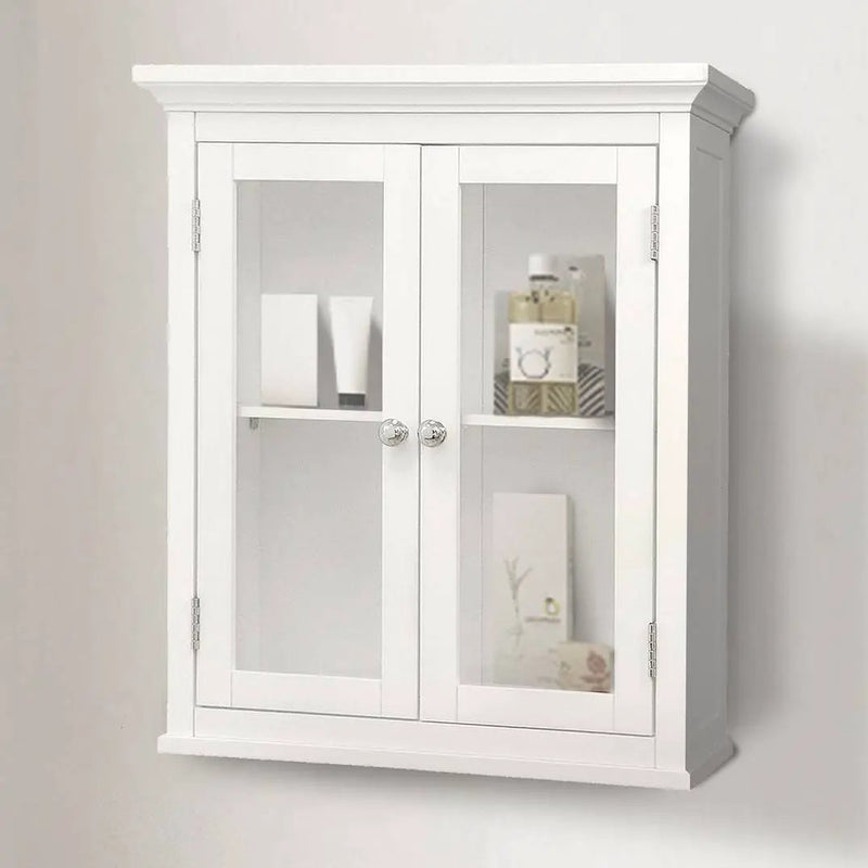 Classic 2-Door Bathroom Wall Cabinet in White Finish by HomePacific