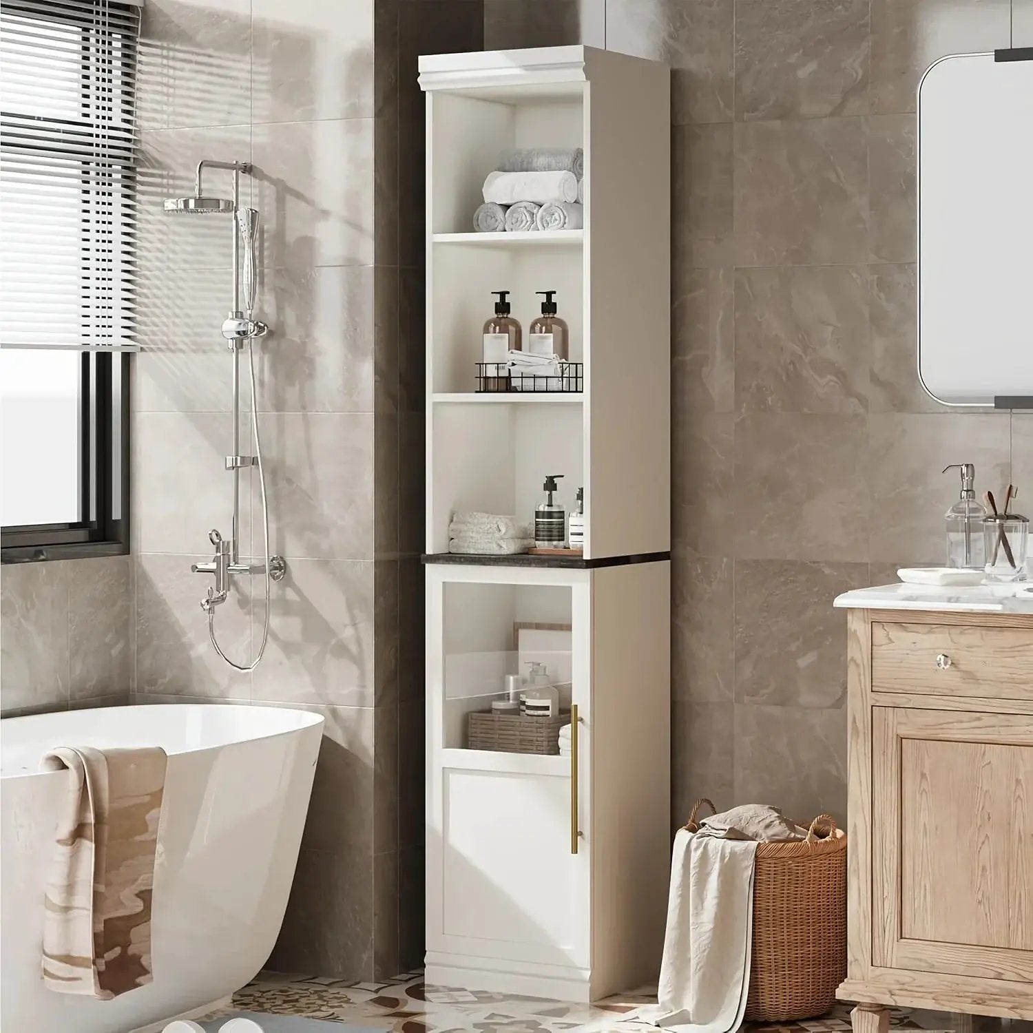 Cabinet - Tall Wooden Narrow by House Of Avana