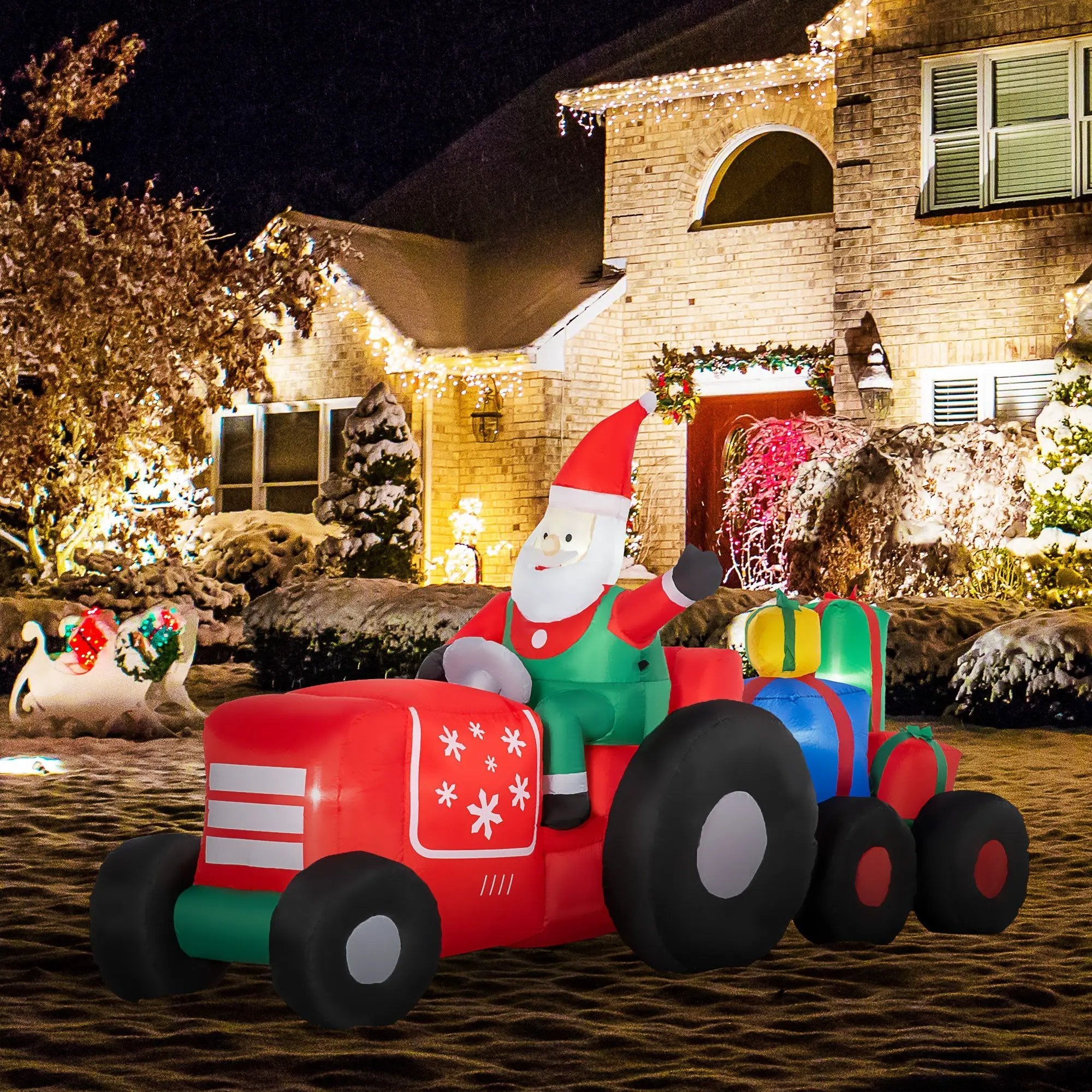 Outsunny 9ft Christmas Inflatable Santa Claus Trailer by HouseOfZazla