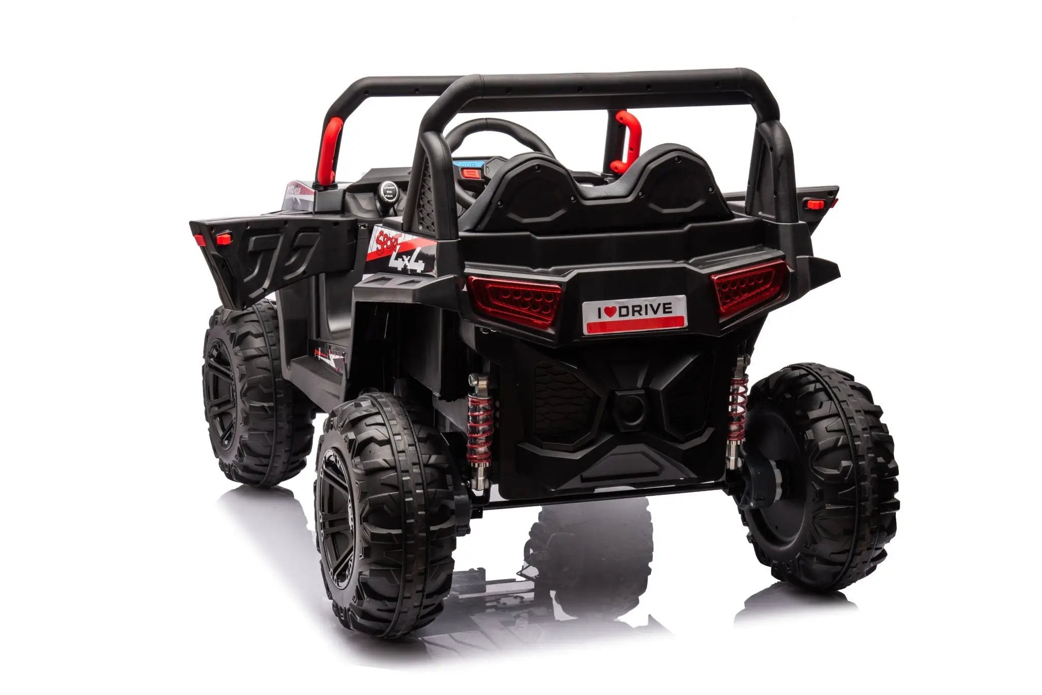 12V7A*1 30W*4 Four-Wheel Drive Seat One Button Start, Forward And Backward, High And Low Speed, Music, Front Light, Power Display, Two Doors Can Open, 2.4G R / C, Seat Belt Four Wheel Absorber by HouseOfZazla
