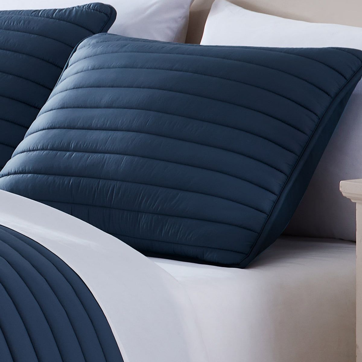 Puffer Quilted Comforter Set with Channel Quilting - Green or Navy, photo 8 of 10
