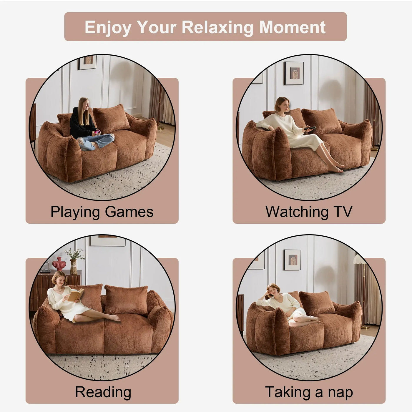 Giant Bean Bag Couch, Ultra Soft Fluffy Loveseat For Living Room by Unique Piece Furniture