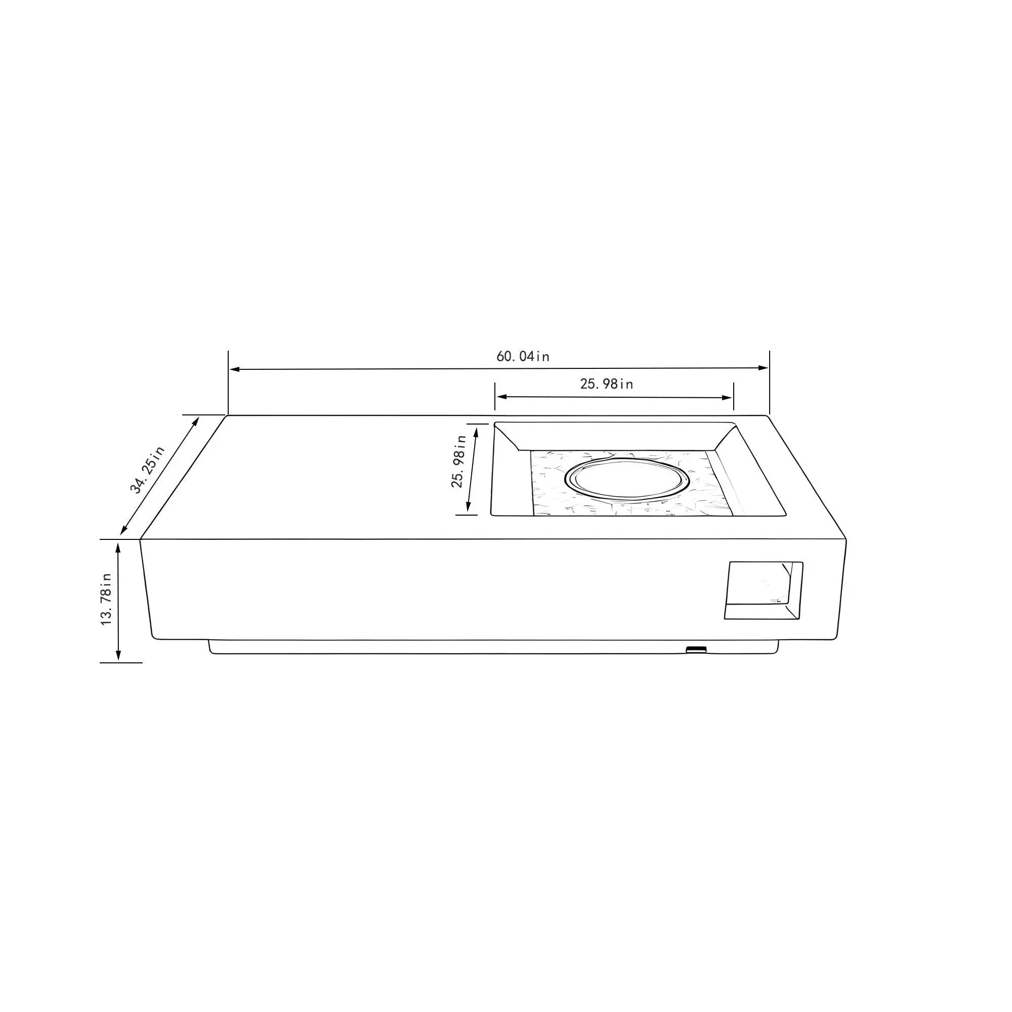 Propane Gas Fire Pit Table, 50000 Btu, Rectangular For Outside - Light Gray by HouseOfZazla