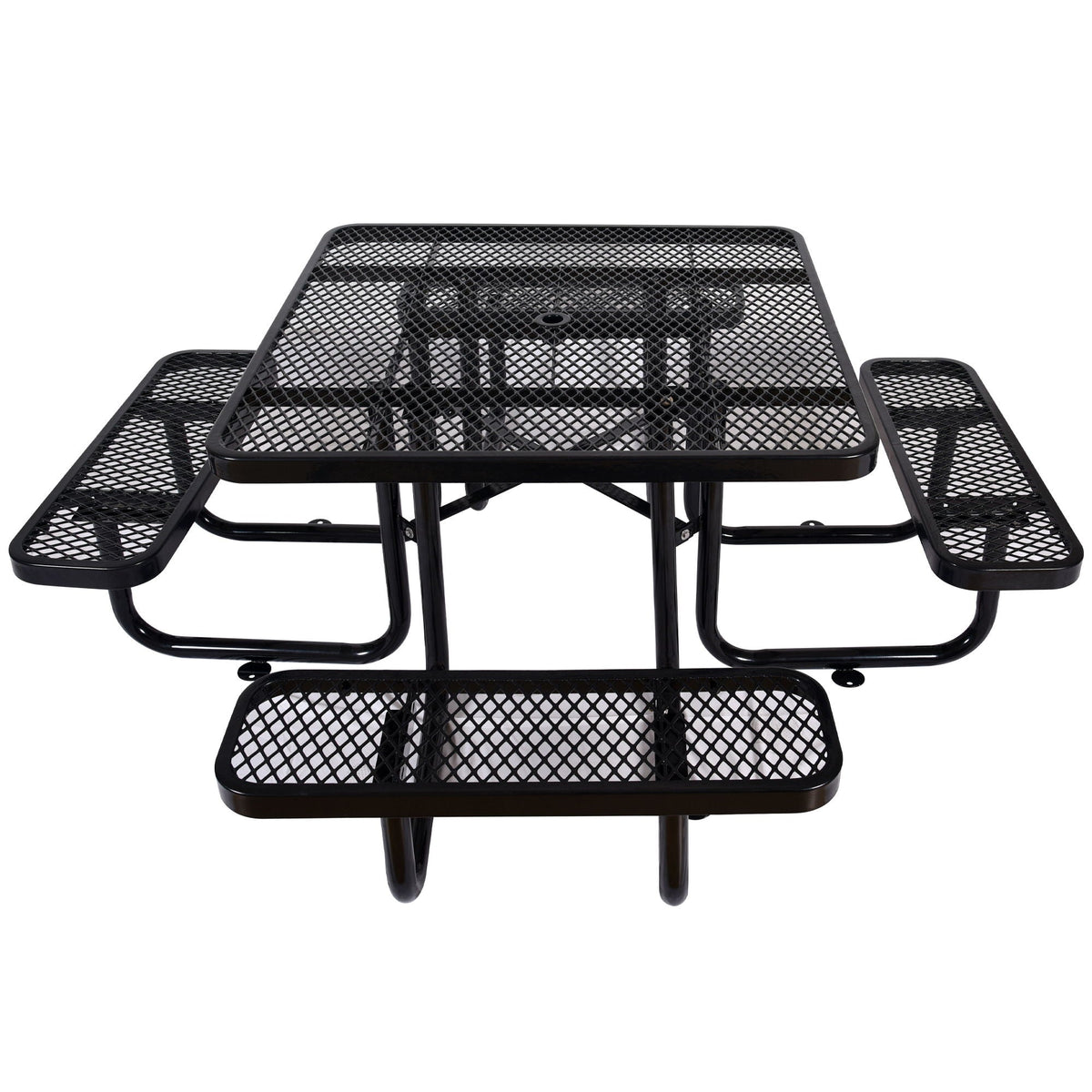 Square Outdoor Steel Picnic Table, With Umbrella Pole, photo 12 of 14