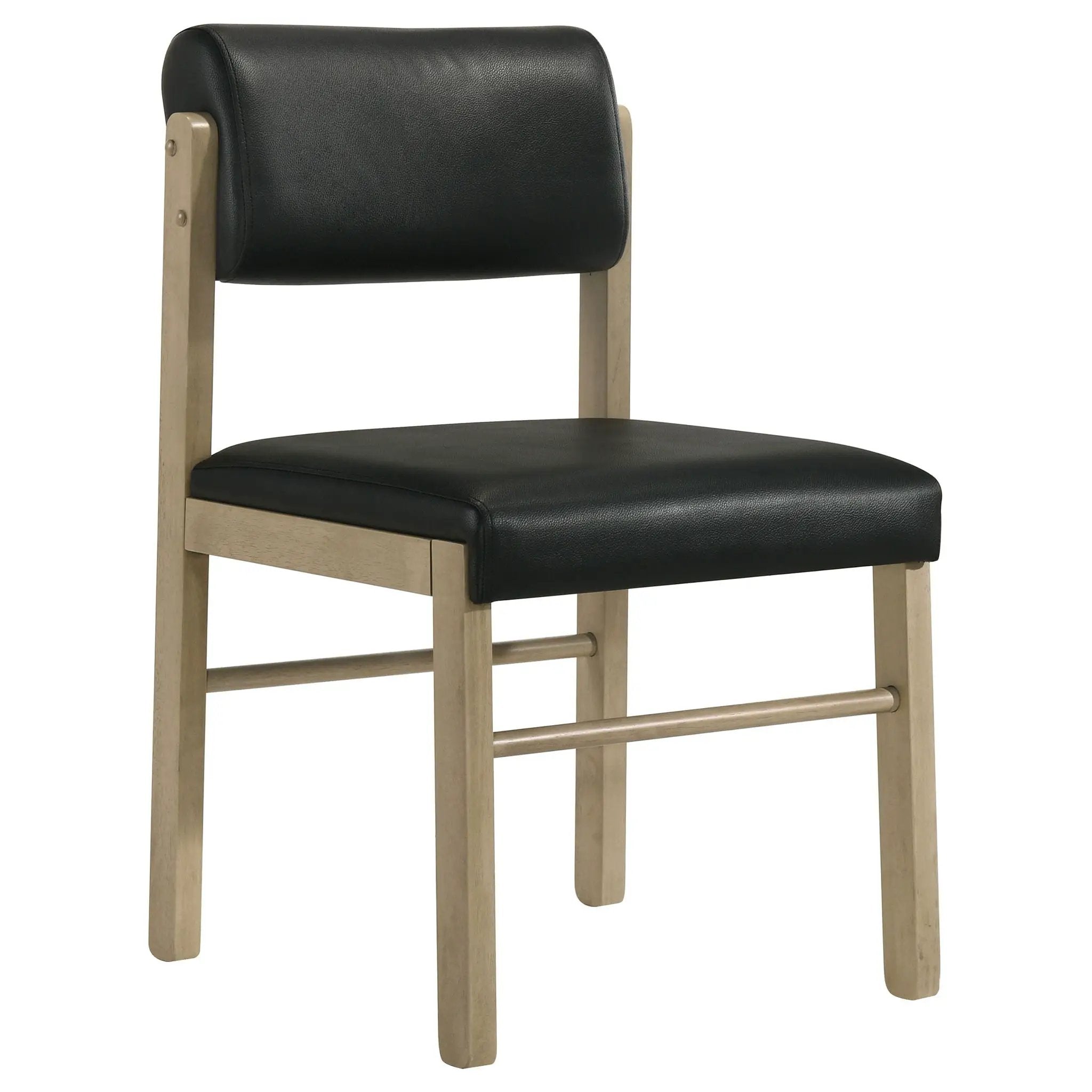 Kehoe Upholstered Dining Side Chair Black and Natural Oak (Set of 2) by Unique Piece Furniture