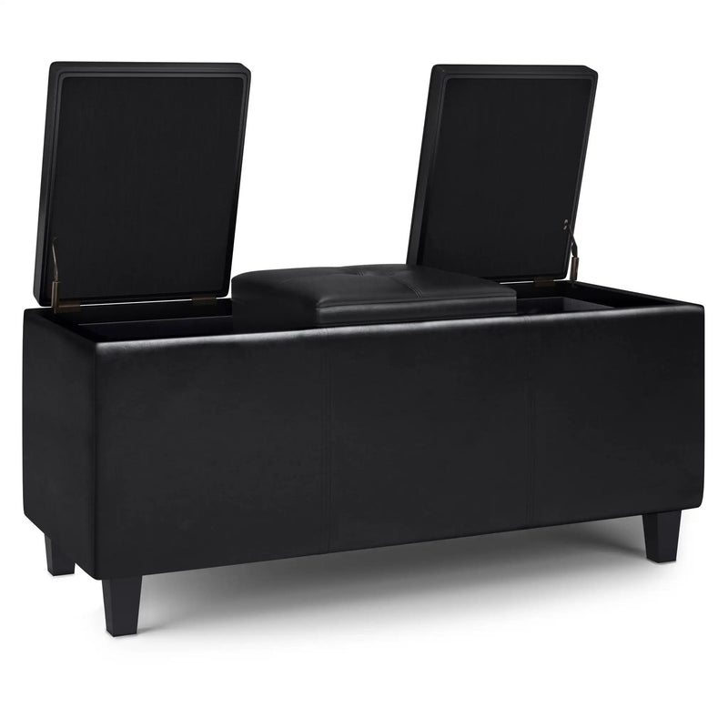 Avalon - Tray Storage Ottoman With Lift Up Lids - Midnight Black by HouseOfZazla