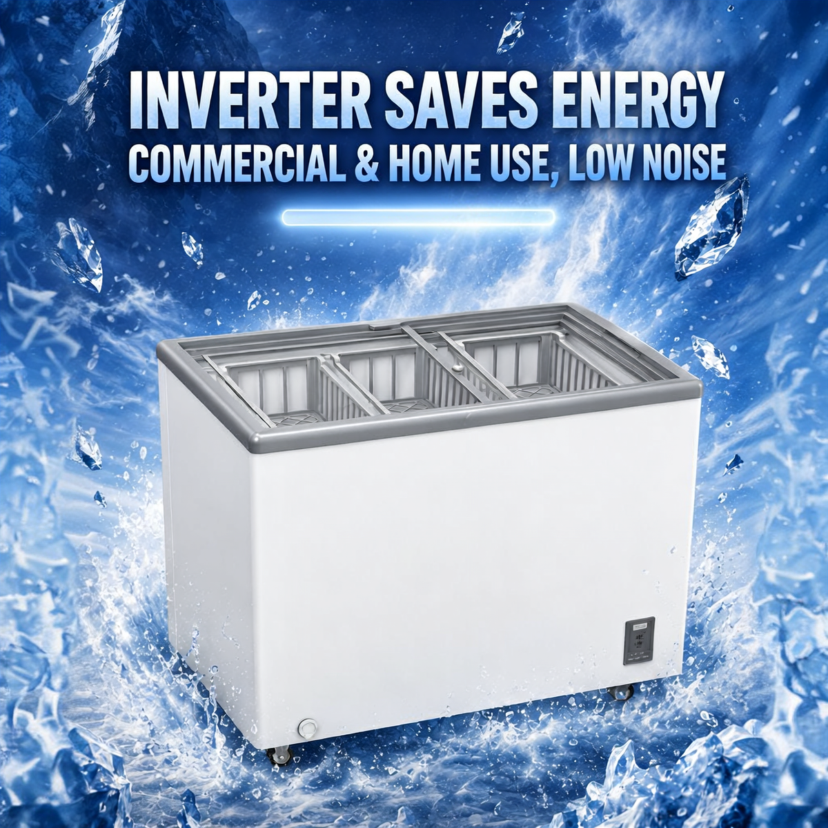 7.0 Cu.Ft Commercial Display Chest Freezer with Inverter Technology - Glass, photo 9 of 10
