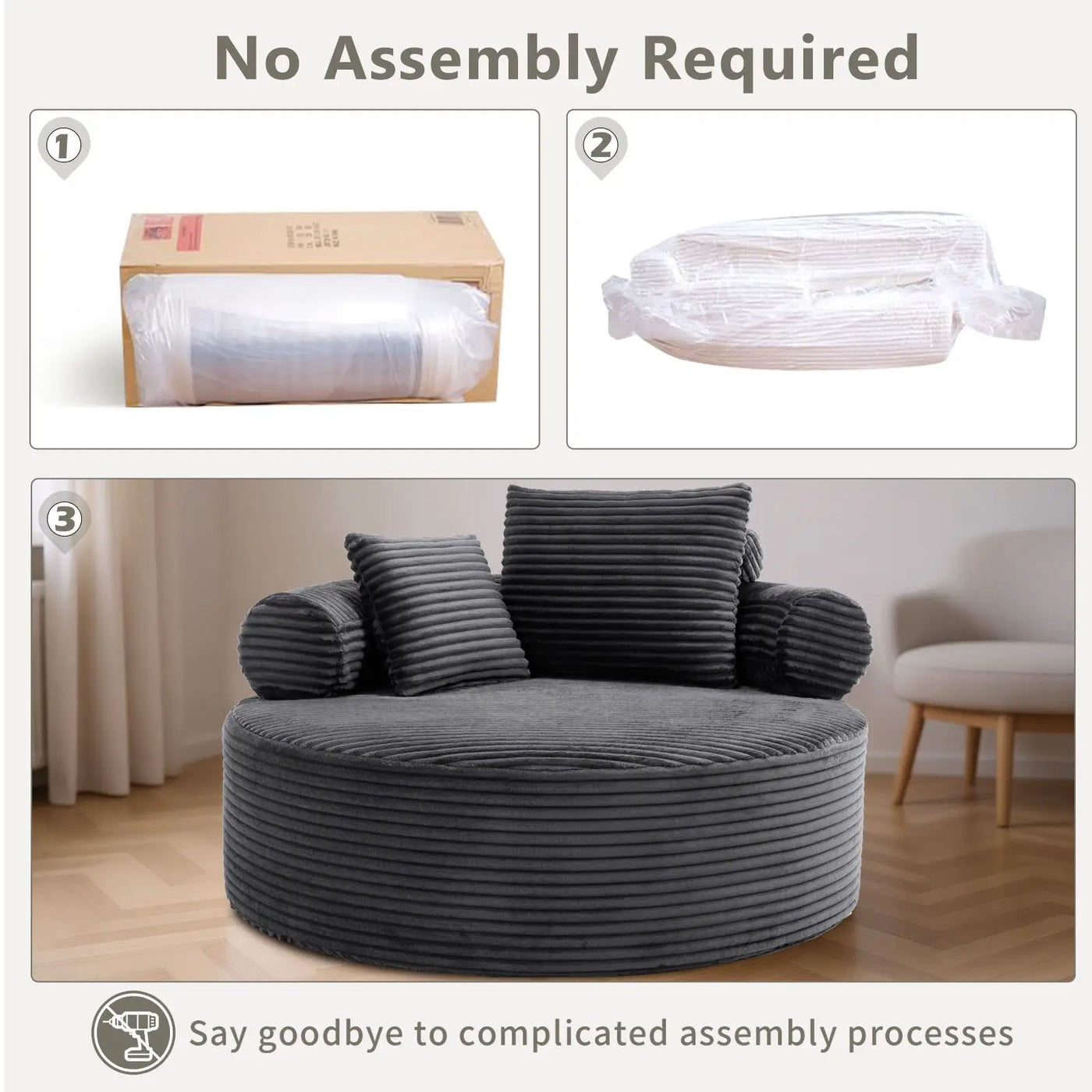 Round Sofa Bed With 3 Pillows For Living Room by HouseOfZazla