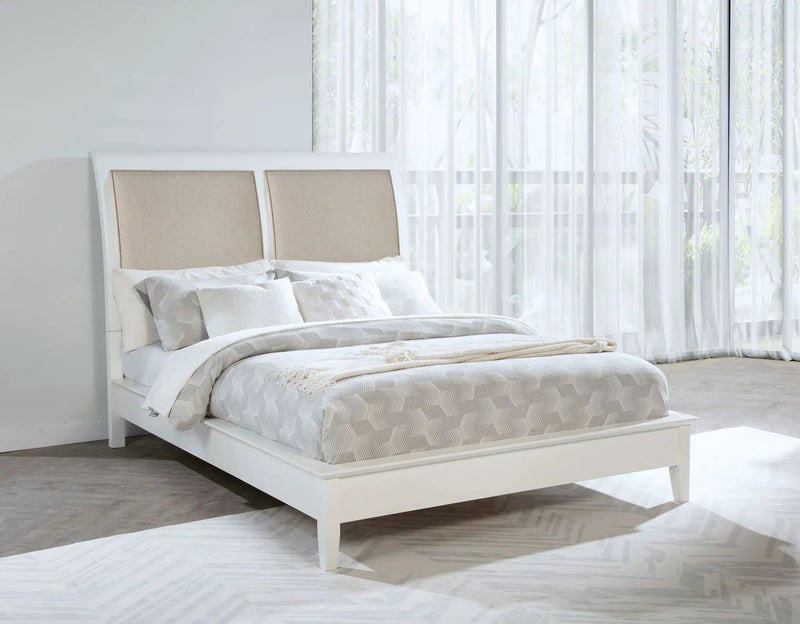 Bexhill 56-inch Upholstered Queen Panel Bed White by Unique Piece Furniture