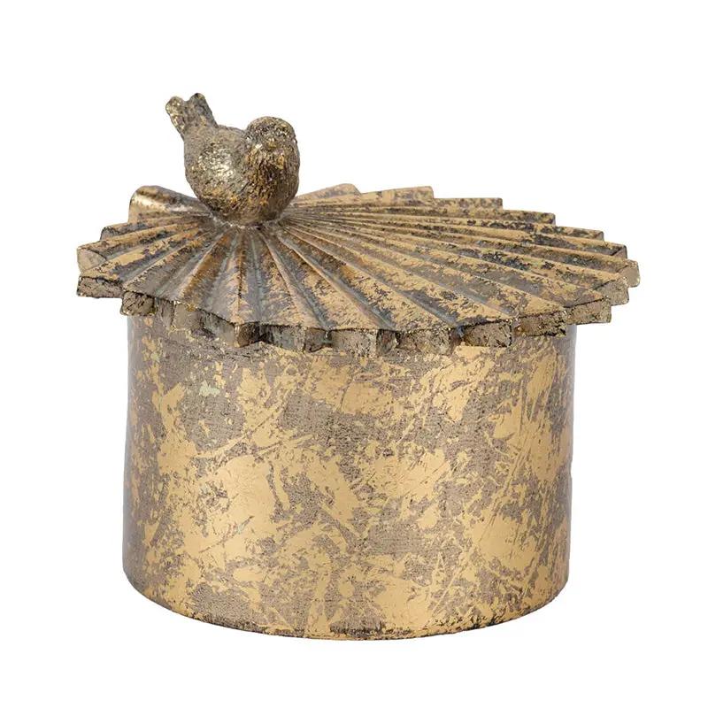 5.1x4.9x3.9' Circular Trinket Box With Bird by HouseOfZazla