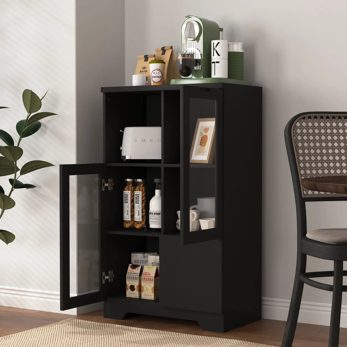 Modern Cabinet With Glass Doors And Drawer by Unique Piece Furniture