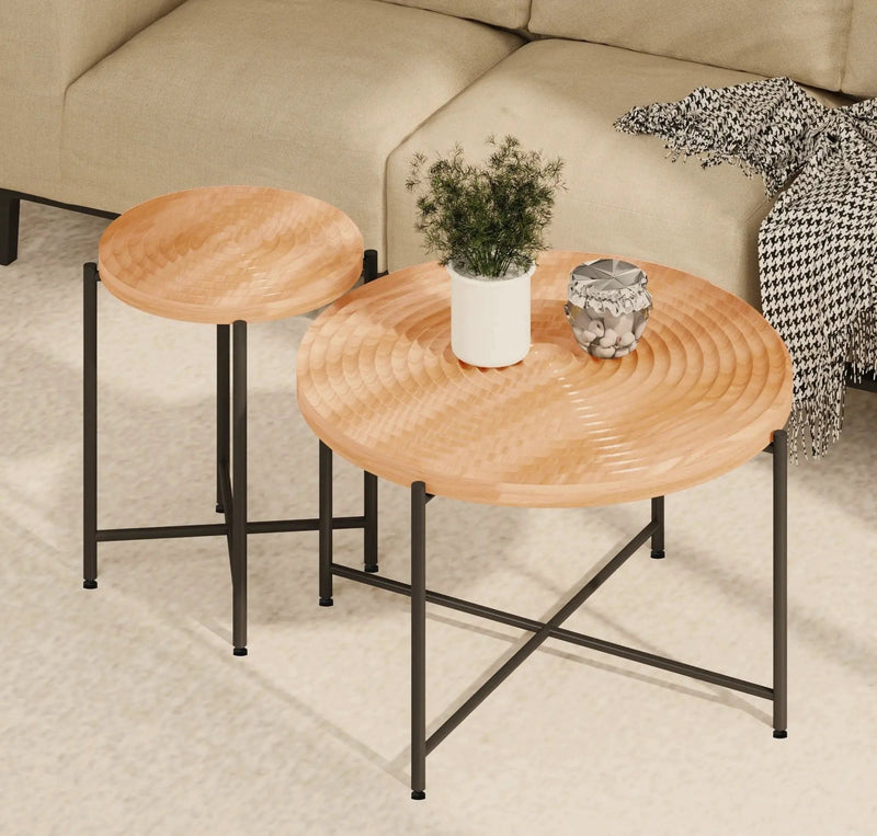 Coffee And End Table Set Waterproof Cover (Set of 2) - Natural Wood / Brown by Unique Piece Furniture