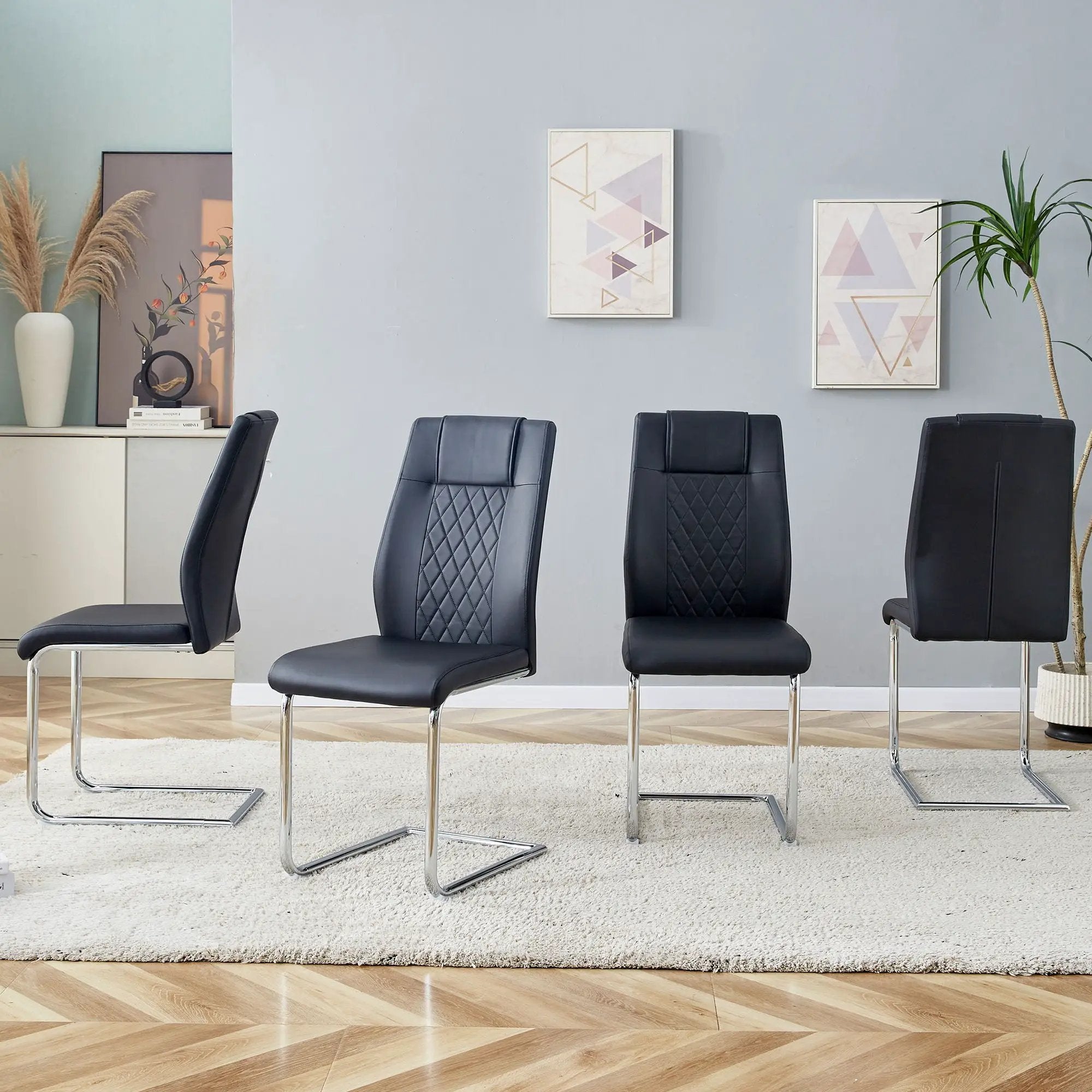 Modern Dining Chairs With Padded Seat, Metal Legs by Unique Piece Furniture