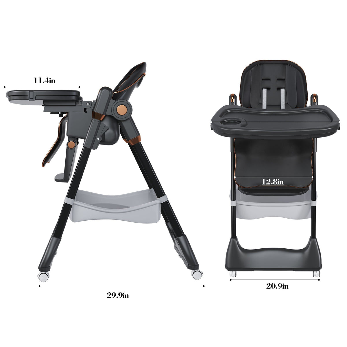 Adjustable Baby High Chair with Safety Belt – Pink, Black or White, photo 9 of 12