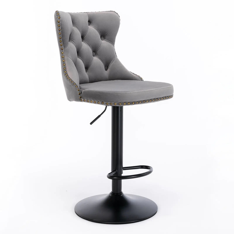 Swivel Barstools Adjusatble Seat Height, Modern Upholstered Bar Stools With Backs Comfortable Tufted For Home Pub And Kitchen Island (Set of 2) by Unique Piece Furniture