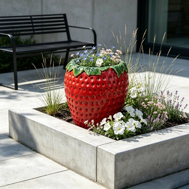 15'' Tall Strawberry Shaped Planter Pot by HouseOfZazla