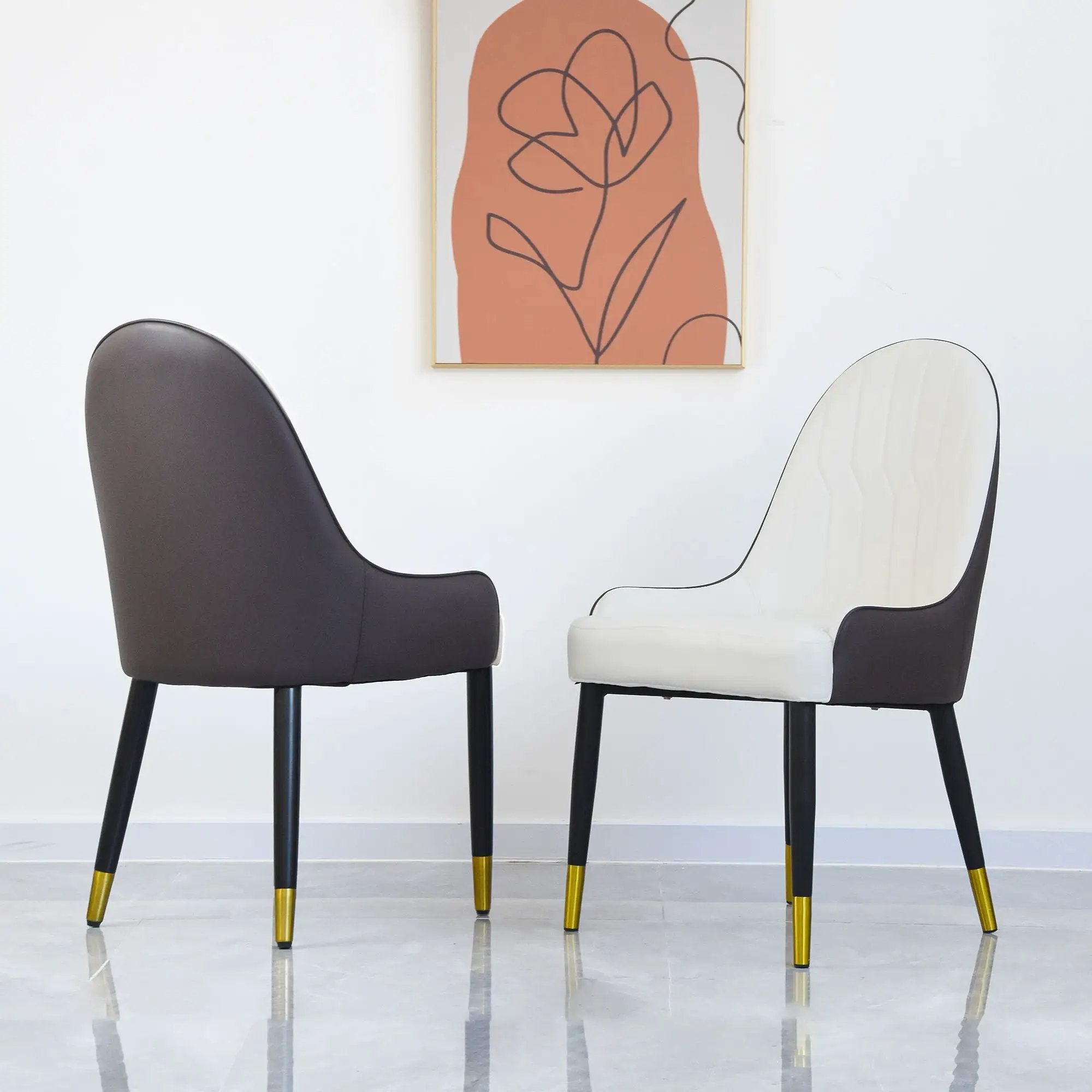 Modern Sponge-Filled Dining Chair, Solid Wood Metal Legs, Suitable For Restaurants, Living Rooms And Rooms (Set of 2) by Unique Piece Furniture
