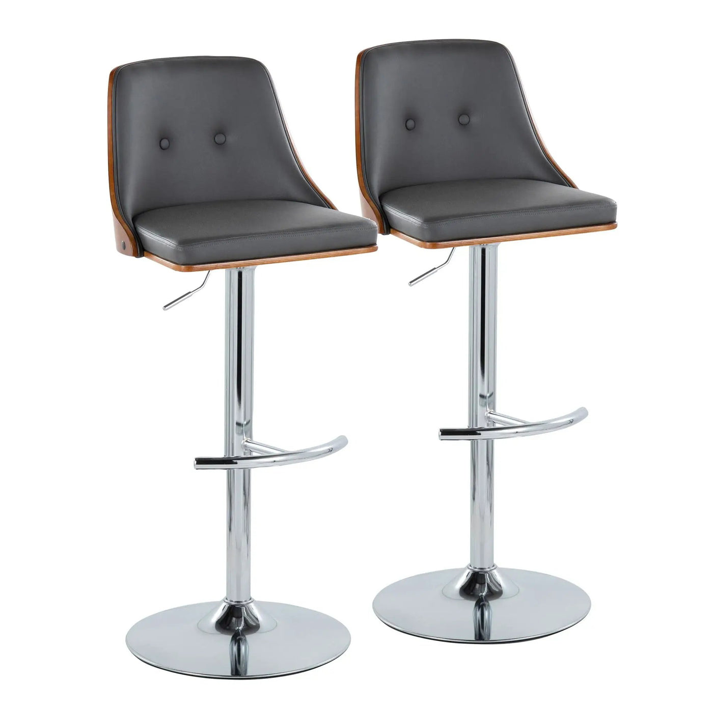 Gianna - Mid Century Modern Adjustable Barstool With Swivel With Rounded T Footrest (Set of 2) by HouseOfZazla