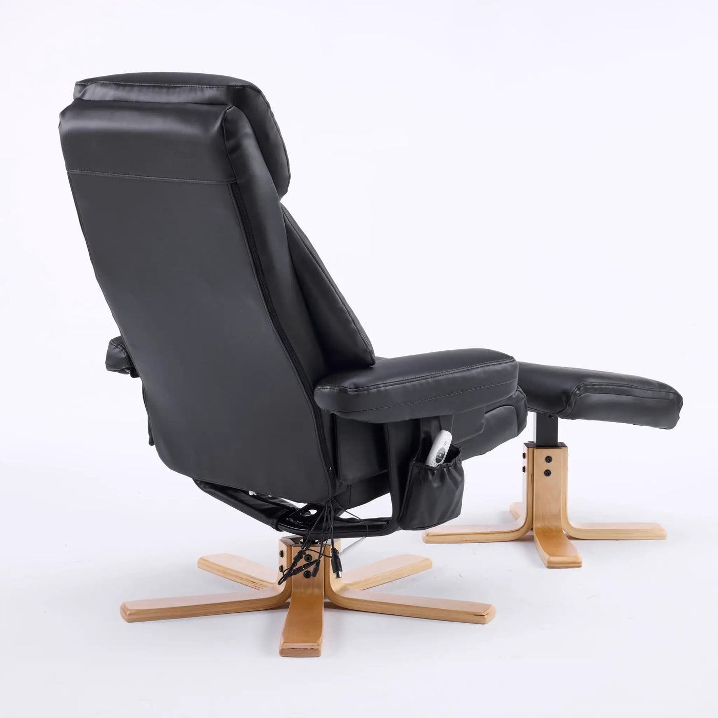 Upholstered Heated Massage 360° Swivel Accent Chair With Ottoman by HouseOfZazla