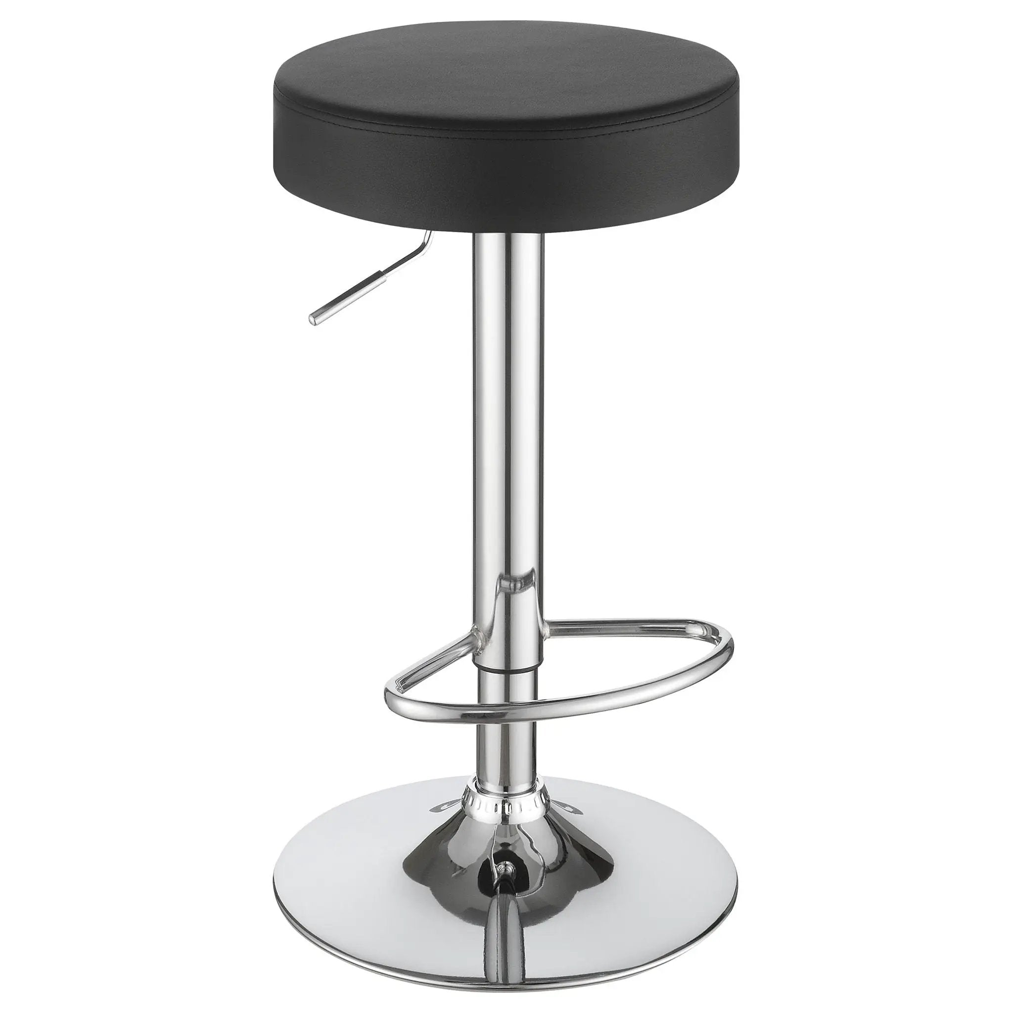 Adjustable Hydraulic Bar Stool With Base And Padded Seat - Black / Silver by HouseOfZazla