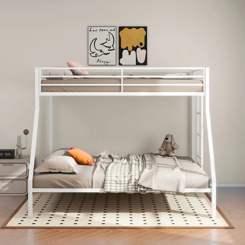 Alevera Metal Twin Over Full Bunk Bed with Ladder White by Unique Piece Furniture