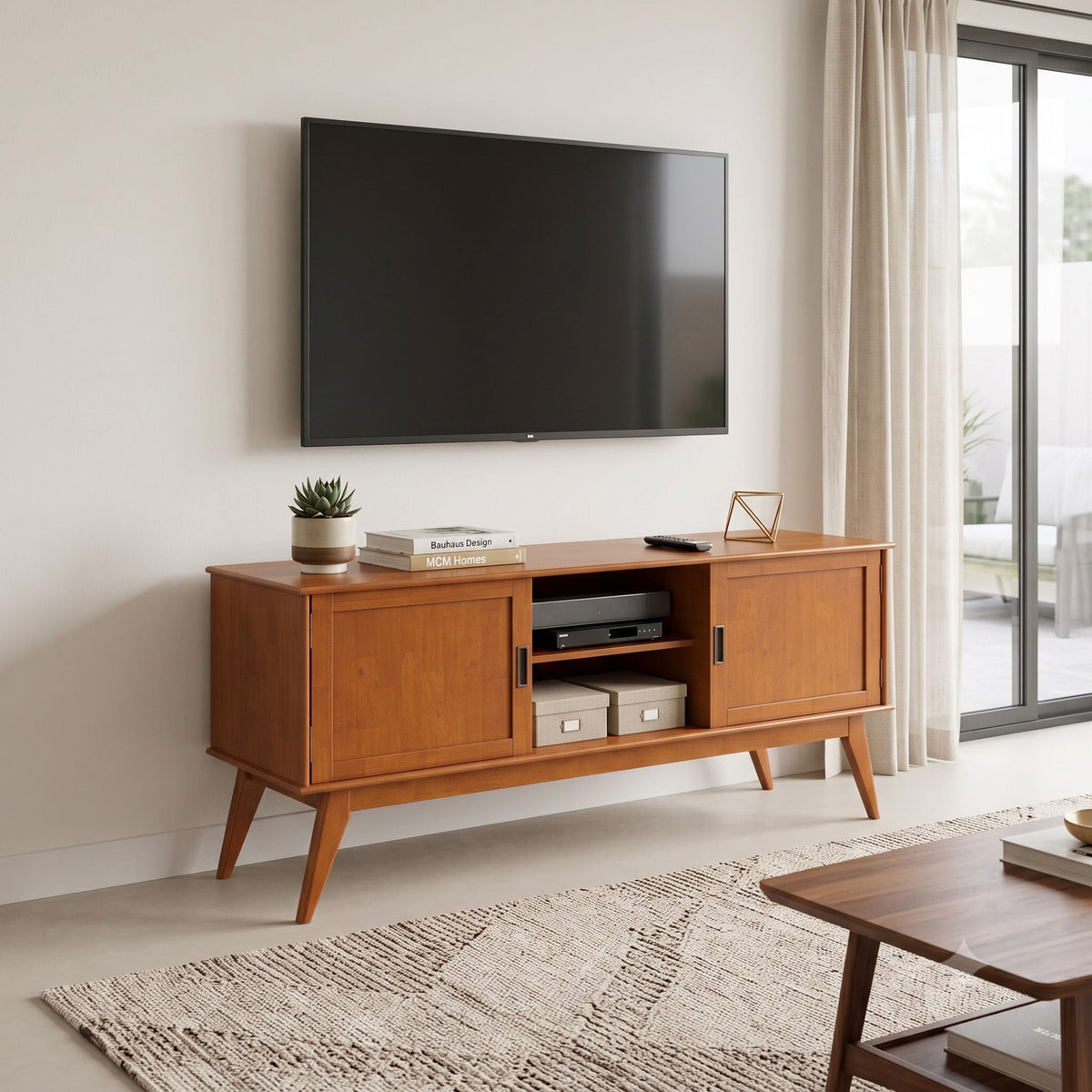 Draper - Handcrafted Mid Century Low TV Media Stand, photo 6 of 40