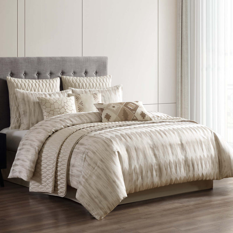 Milan 10 Piece Queen Comforter Set with Matching Coverlet - Neutral